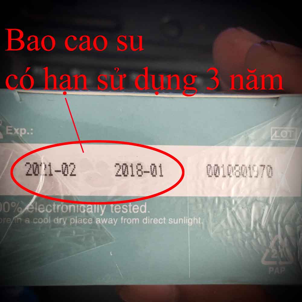 Hình ảnh bao cao su sản xuất năm 2018 hết hạn năm 2021